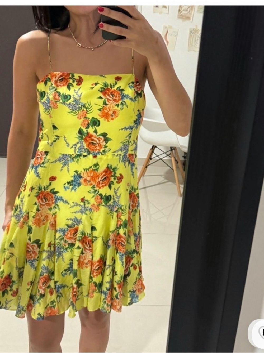 Yellow Floral Spaghetti Strap Summer Dress Alice and Olivia